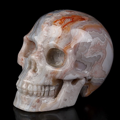 Gemstone 2.0" Red Crazy Lace Agate Hand Carved Crystal Skull, Realistic, Crystal Healing