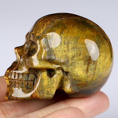 2.0" New Pietersite Hand Carved Crystal Skull, Realistic, Crystal Healing