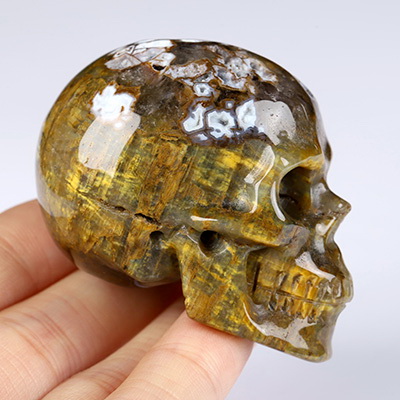 2.0" New Pietersite Hand Carved Crystal Skull, Realistic, Crystal Healing