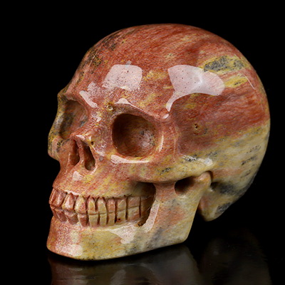 2.0" Petrified Wood Hand Carved Crystal Skull, Realistic, Crystal Healing