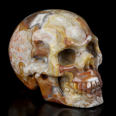 Gemstone 2.1" Red Crazy Lace Agate Hand Carved Crystal Skull, Realistic, Crystal Healing