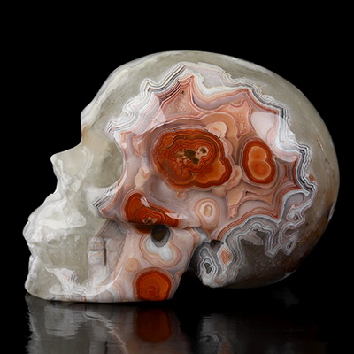 Gemstone 2.0" Red Crazy Lace Agate Hand Carved Crystal Skull, Realistic, Crystal Healing
