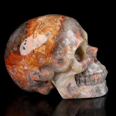 Gemstone 2.0" Red Crazy Lace Agate Hand Carved Crystal Skull, Realistic, Crystal Healing