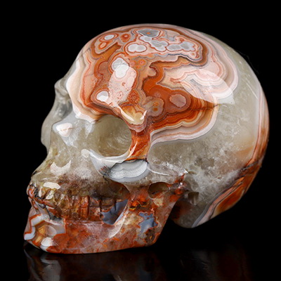Gemstone 2.0" Red Crazy Lace Agate Hand Carved Crystal Skull, Realistic, Crystal Healing