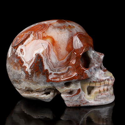 Gemstone 2.0" Red Crazy Lace Agate Hand Carved Crystal Skull, Realistic, Crystal Healing