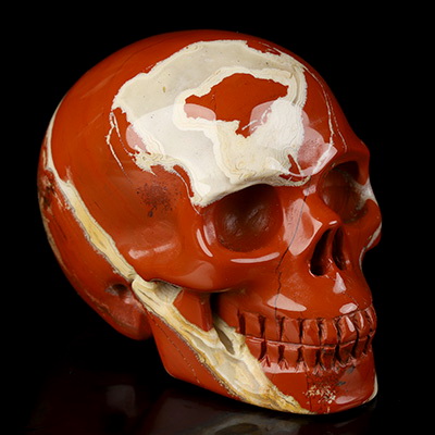 2.0" Red Jasper Hand Carved Crystal Skull, Realistic, Crystal Healing