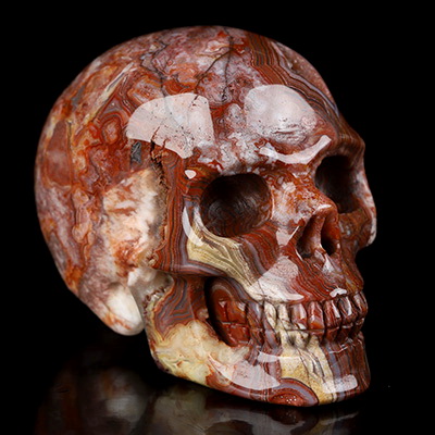 Gemstone 2.1" Red Crazy Lace Agate Hand Carved Crystal Skull, Realistic, Crystal Healing