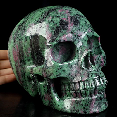 Lifesized 6.8" Ruby Zoisite Hand Carved Crystal Skull, Realistic, Crystal Healing
