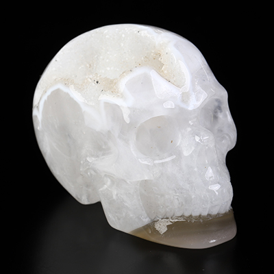 2.0" Agate Geode Hand Carved Crystal Skull, Realistic, Crystal Healing