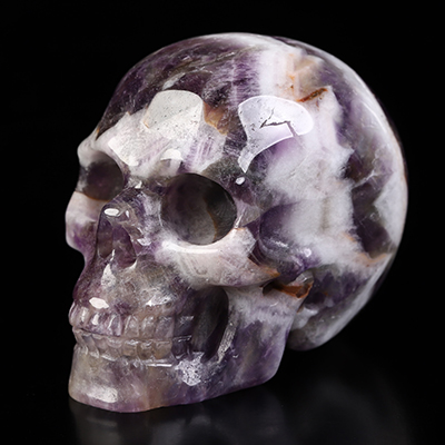2.0" Dream Chevron Amethyst Hand Carved Crystal Skull, Realistic, Crystal Healing