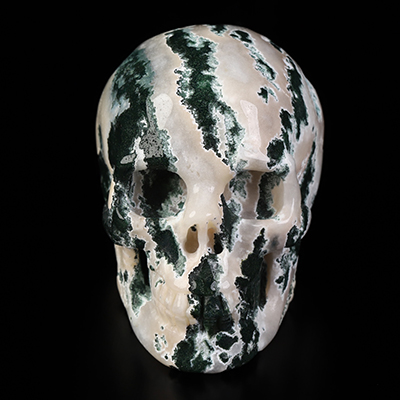2.0" Green Zebra Agate Hand Carved Crystal Skull, Realistic, Crystal Healing