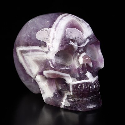 2.1" Dream Chevron Amethyst Hand Carved Crystal Skull, Realistic, Crystal Healing