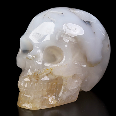 2.0" Agate Geode Hand Carved Crystal Skull, Realistic, Crystal Healing