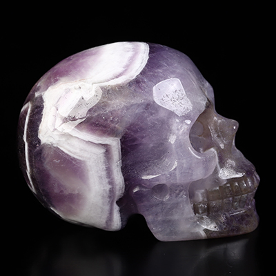 2.0" Dream Chevron Amethyst Hand Carved Crystal Skull, Realistic, Crystal Healing
