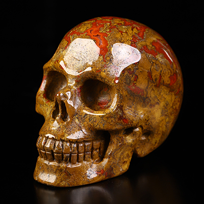 1.9" Red Desert Agate Hand Carved Crystal Skull, Realistic, Crystal Healing