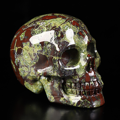 2.0" Dragon Blood Jasper Hand Carved Crystal Skull, Realistic, Crystal Healing