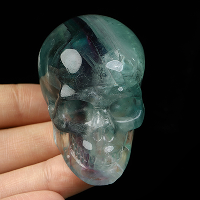 2.0" Fluorite Hand Carved Crystal Skull, Realistic, Crystal Healing