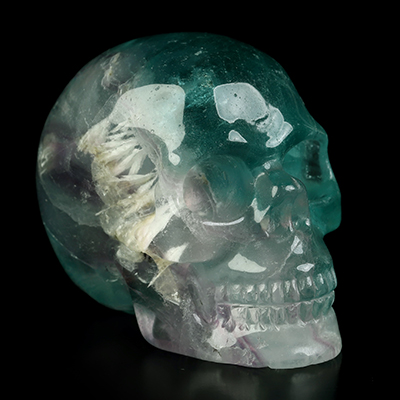 2.0" Fluorite Hand Carved Crystal Skull, Realistic, Crystal Healing