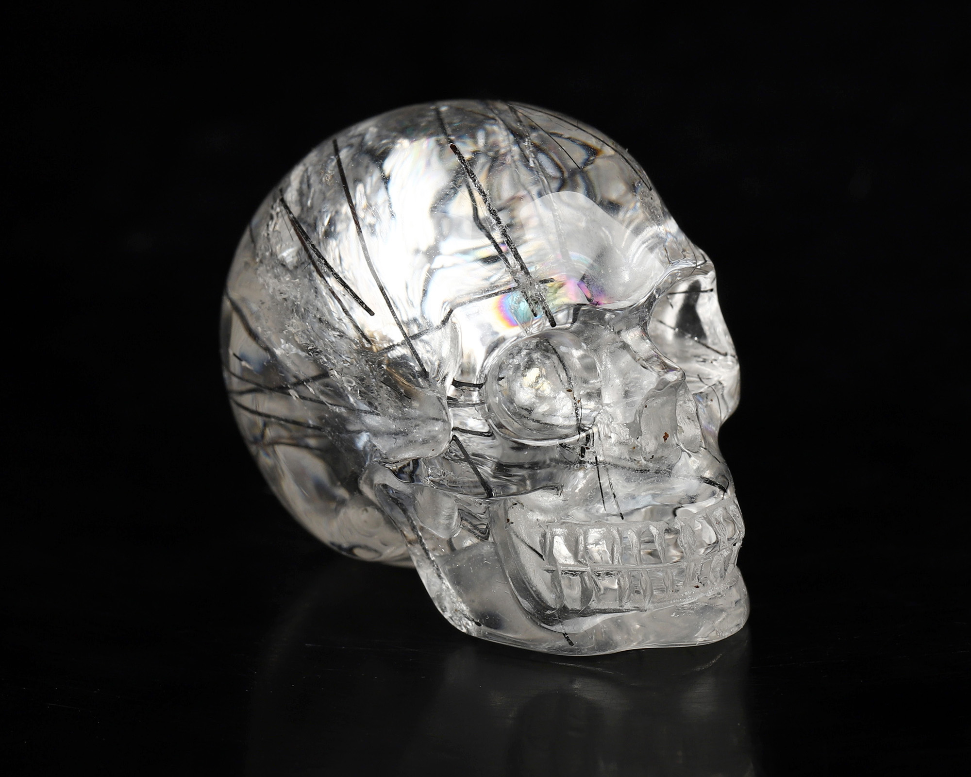 Gemstone 1.1" Rutilated Quartz Rock Crystal Hand Carved Crystal Skull, Realistic, Crystal Healing