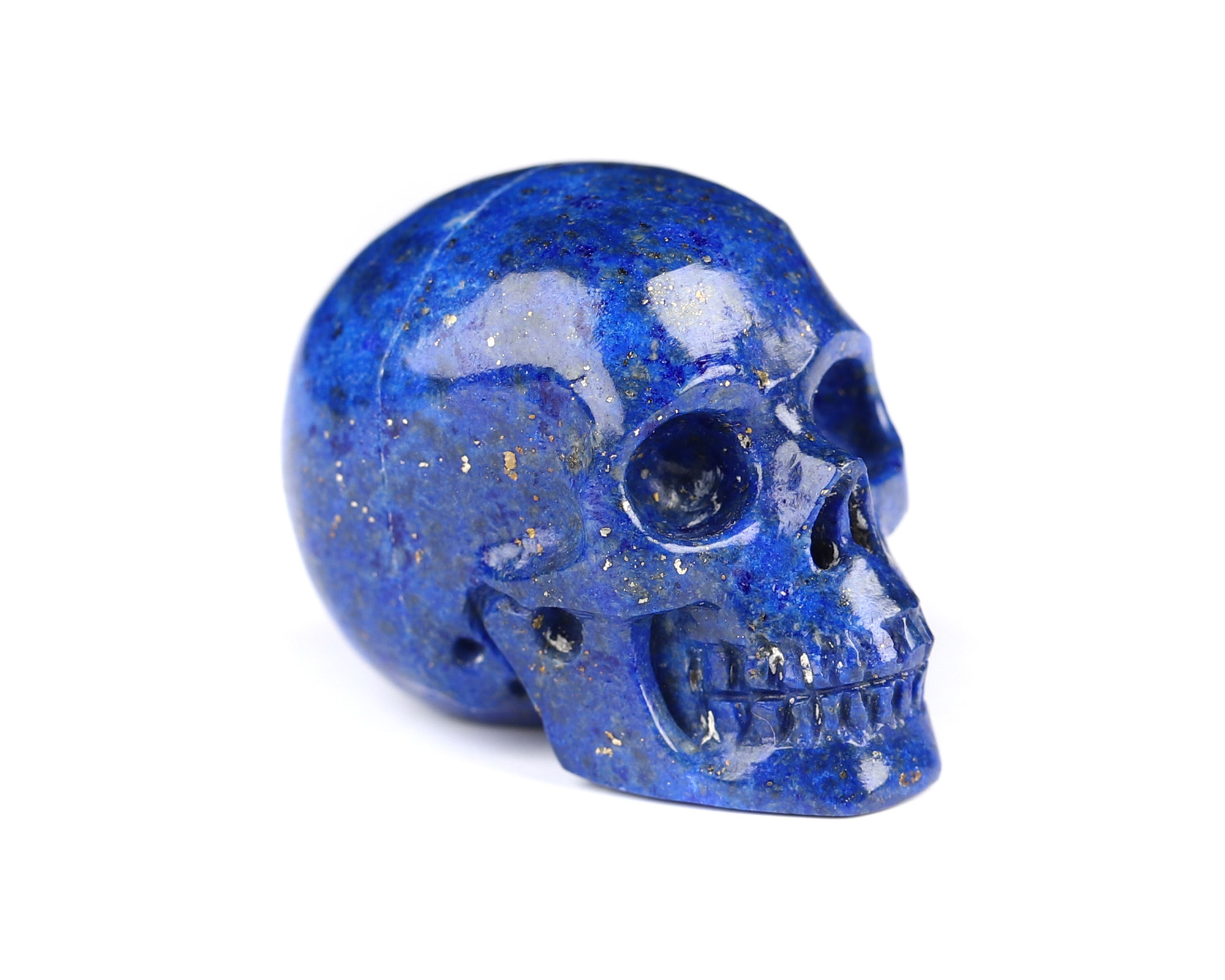 Gemstone 0.8" Lapis Lazuli Hand Carved Crystal Skull, Realistic, Crystal Healing