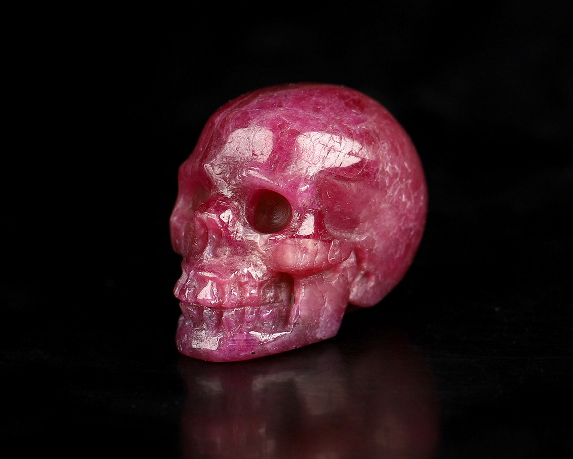 0.6" Ruby Hand Carved Crystal Skull, Realistic, Crystal Healing