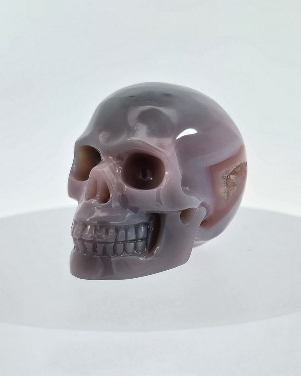 Gemstone 1.5" Mozambique Agate Hand Carved Crystal Skull, Realistic, Crystal Healing