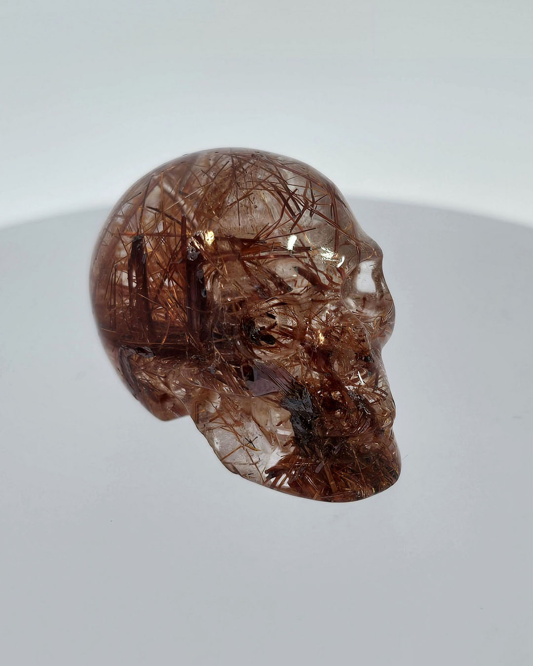 Gemstone 0.9" Rutilated Quartz Rock Crystal Hand Carved Crystal Skull, Realistic, Crystal Healing