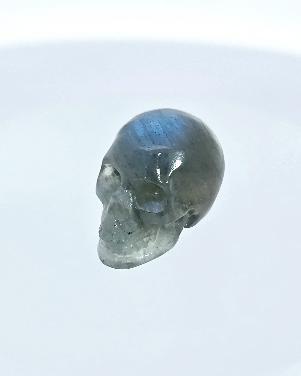 0.7" Labradorite Hand Carved Crystal Skull, Realistic, Crystal Healing
