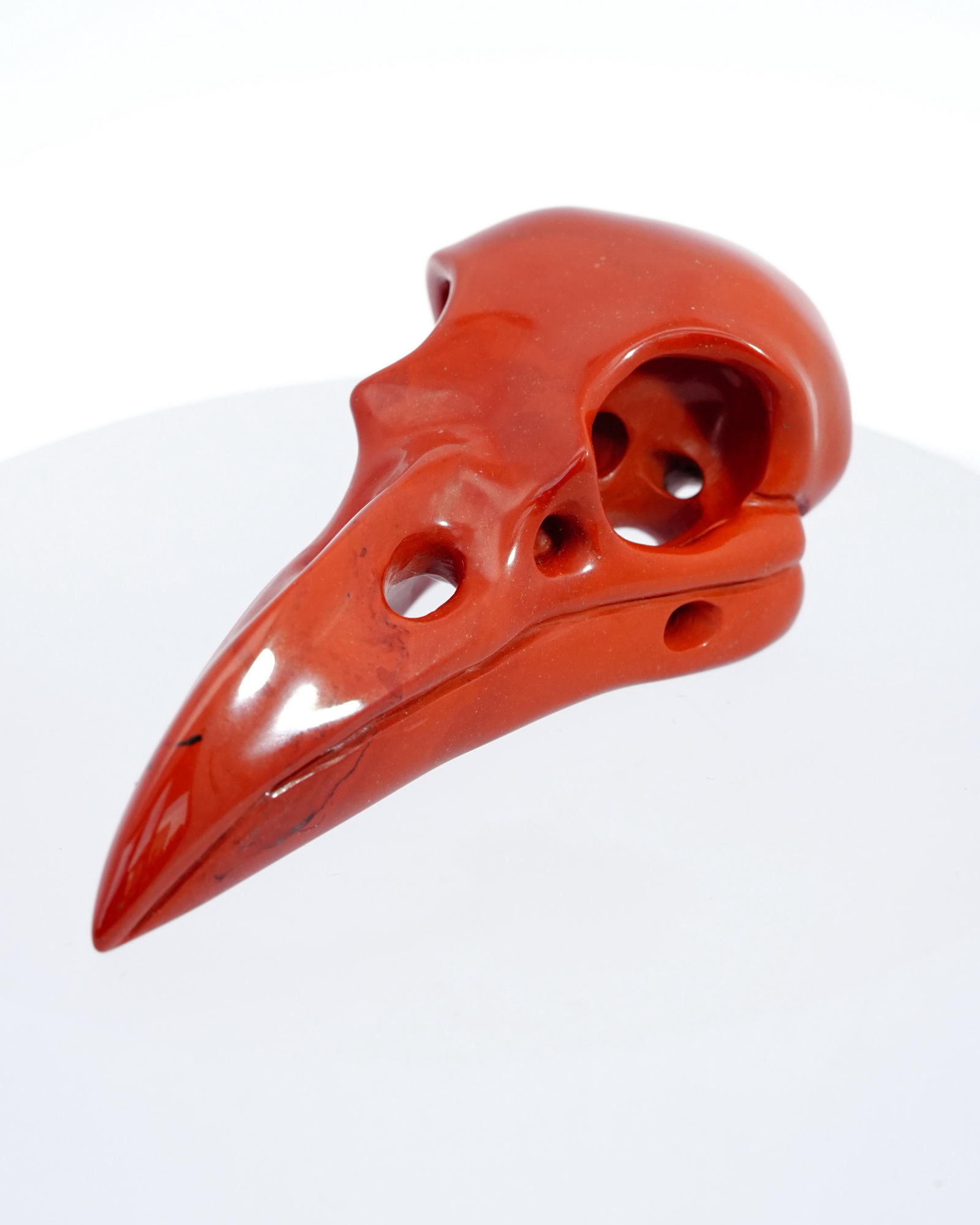 Necklace of 2.4" Red Jasper Hand Carved Crystal Skull Pendant, Skull Jewelry