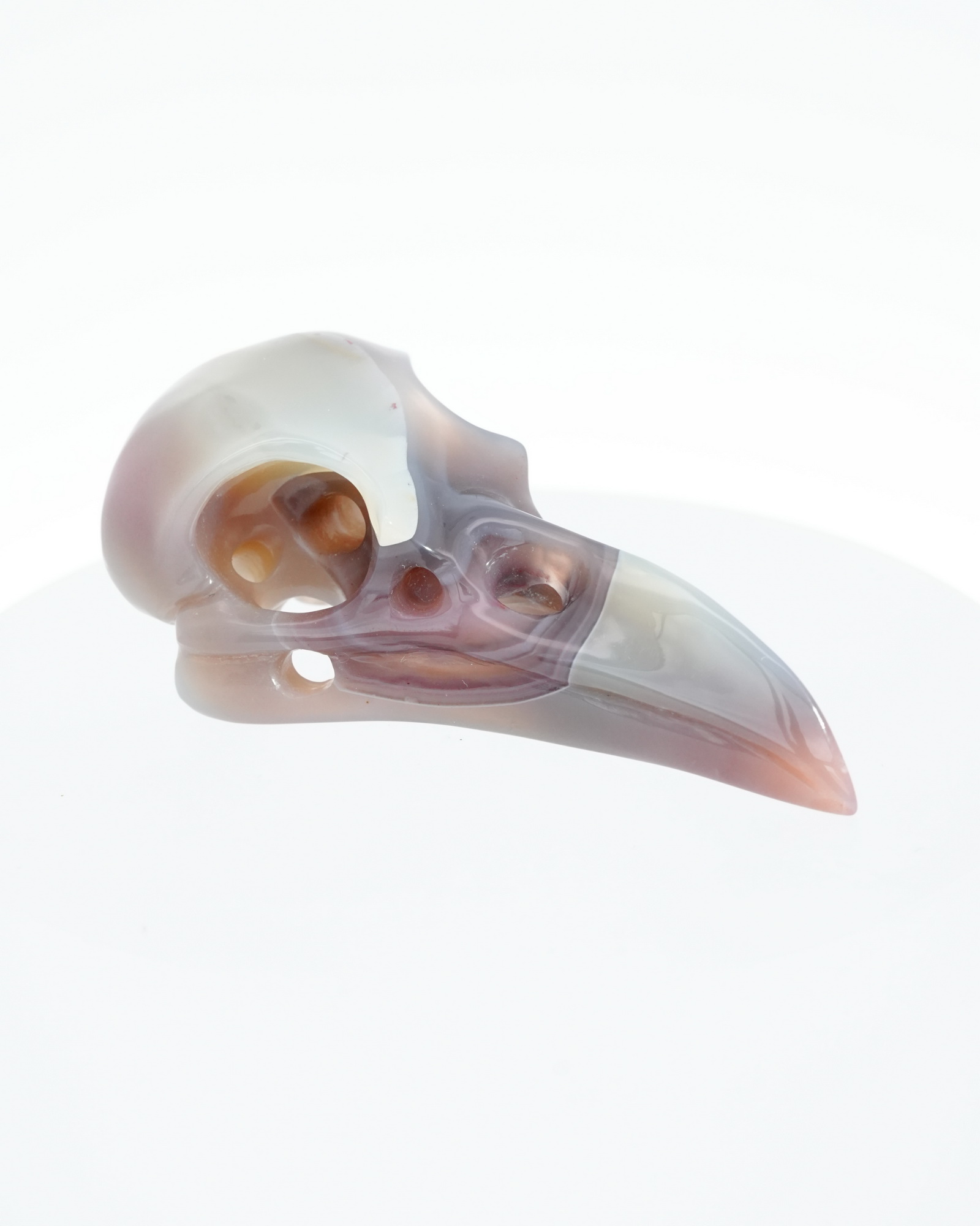 Gemstone Necklace of 2.2" Mozambique Agate Hand Carved Crystal Skull Pendant, Skull Jewelry