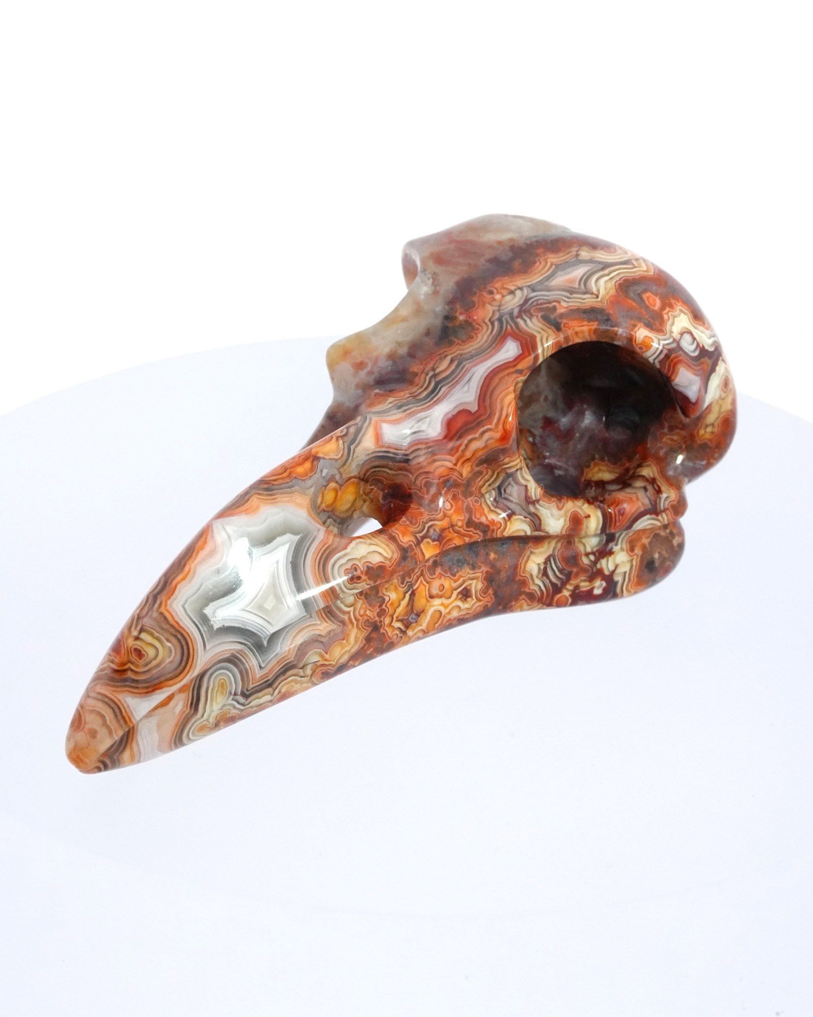 Gemstone Necklace of 2.3" Red Crazy Lace Agate Hand Carved Crystal Skull Pendant, Skull Jewelry