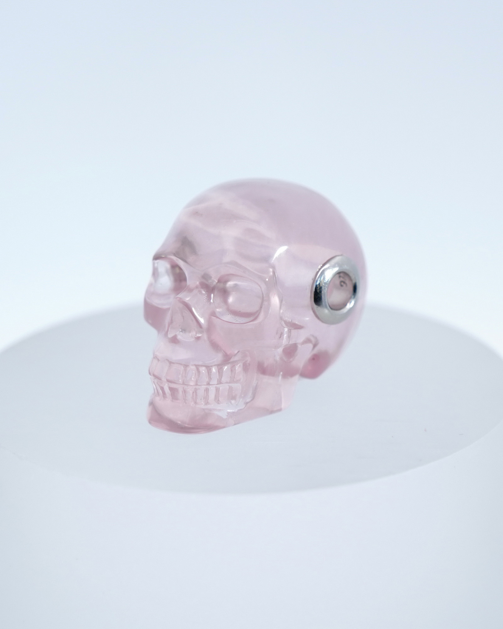 1.1" Rose Quartz Gem Skull Pendant or Necklace, Crystal Healing