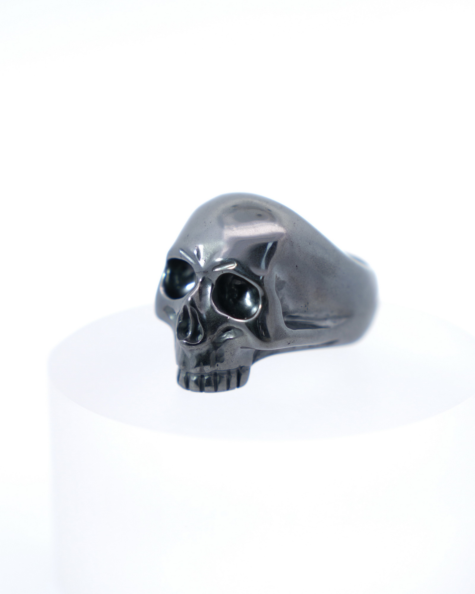 US Size 8# Hematite Hand Carved Crystal Skull Ring, Skull Jewelry