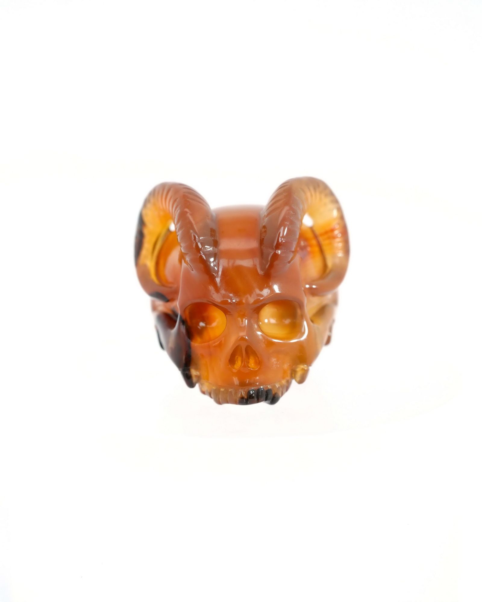 US Size 7# Premium Brazilian Agate Hand Carved Crystal Skull Ring, Skull Jewelry