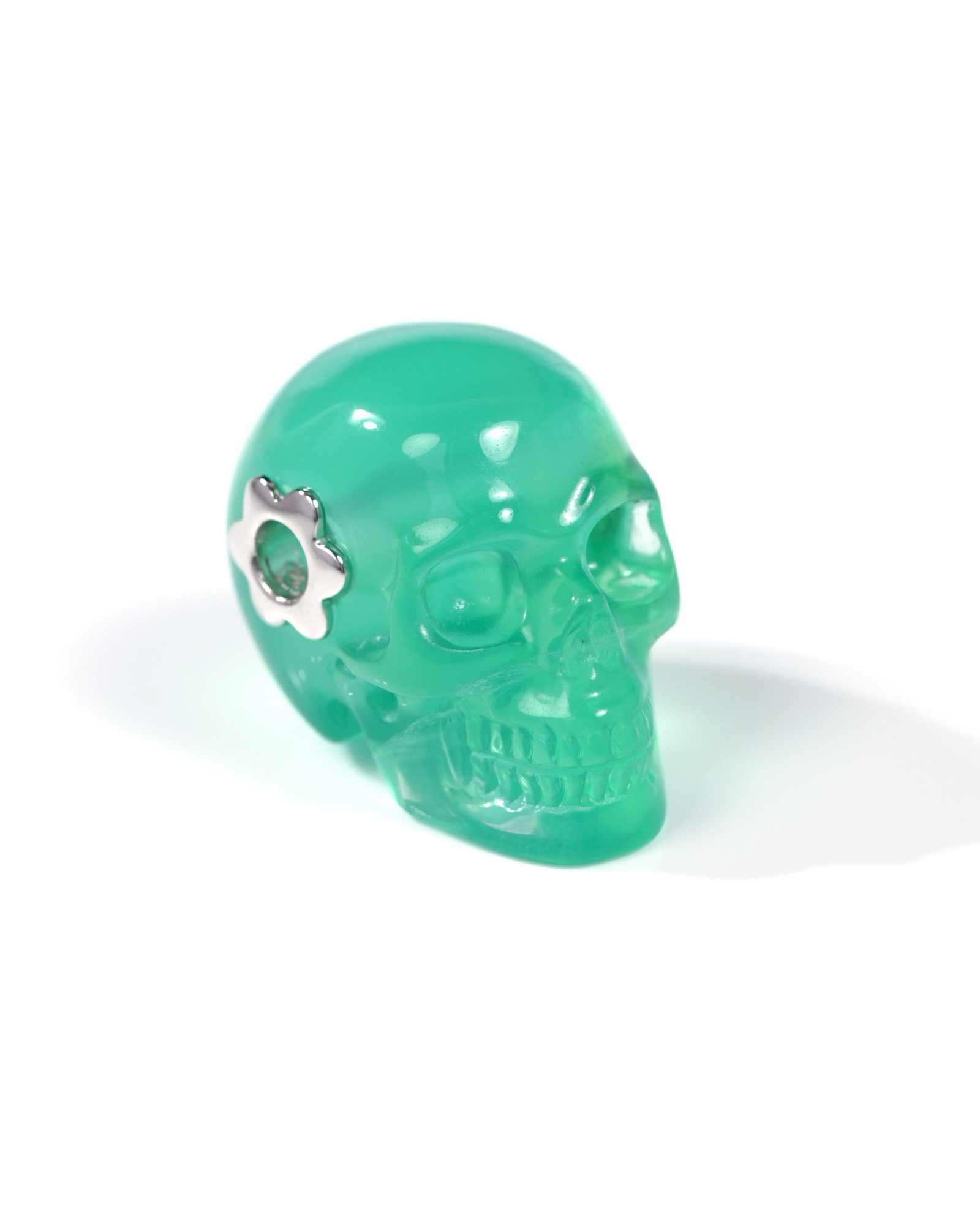 Necklace of 1.1" Fluorite Hand Carved Crystal Skull Pendant, Skull Jewelry