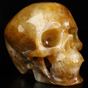 5.0" Golden Healer Quartz Hand Carved Crystal Skull, Super Realistic, Crystal Healing