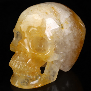 5.0" Golden Healer Quartz Hand Carved Crystal Skull, Super Realistic, Crystal Healing