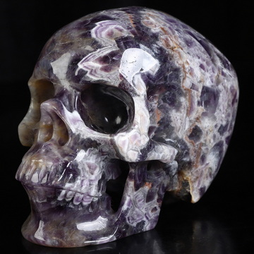 5.0" Dream Chevron Amethyst Hand Carved Crystal Skull, Super Realistic, Crystal Healing