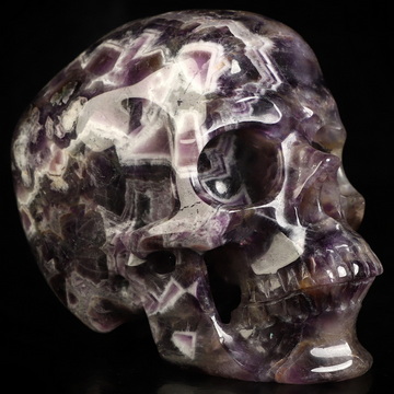 5.0" Dream Chevron Amethyst Hand Carved Crystal Skull, Super Realistic, Crystal Healing