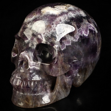 5.0" Dream Chevron Amethyst Hand Carved Crystal Skull, Realistic, Crystal Healing