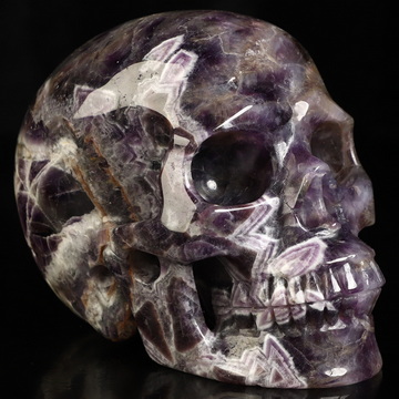 5.0" Dream Chevron Amethyst Hand Carved Crystal Skull, Realistic, Crystal Healing