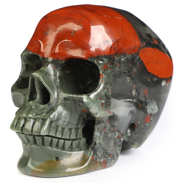 4.3" African Bloodstone Hand Carved Crystal Skull, Super Realistic, Crystal Healing