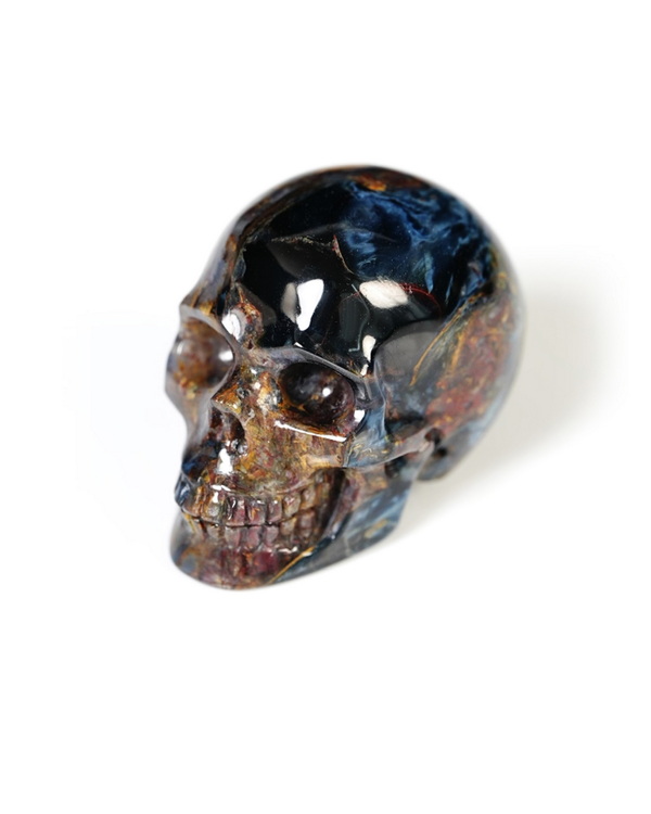 0.9" Pietersite Hand Carved Crystal Skull, Realistic, Crystal Healing