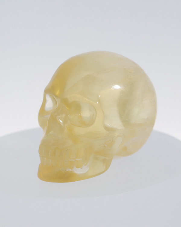 1.4" Orange Fluorite Hand Carved Crystal Skull, Realistic, Crystal Healing