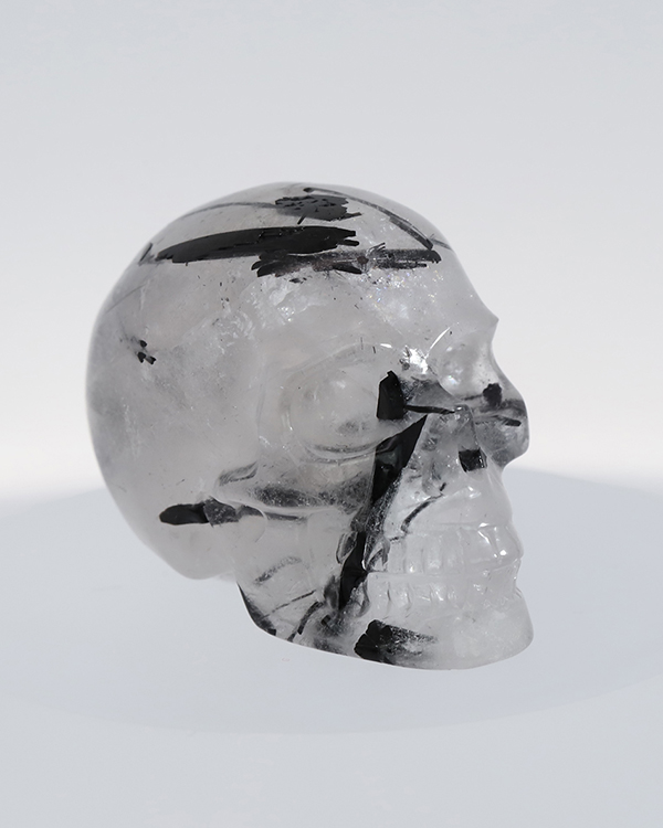 1.4" Black Tourmaline Hand Carved Crystal Skull, Realistic, Crystal Healing