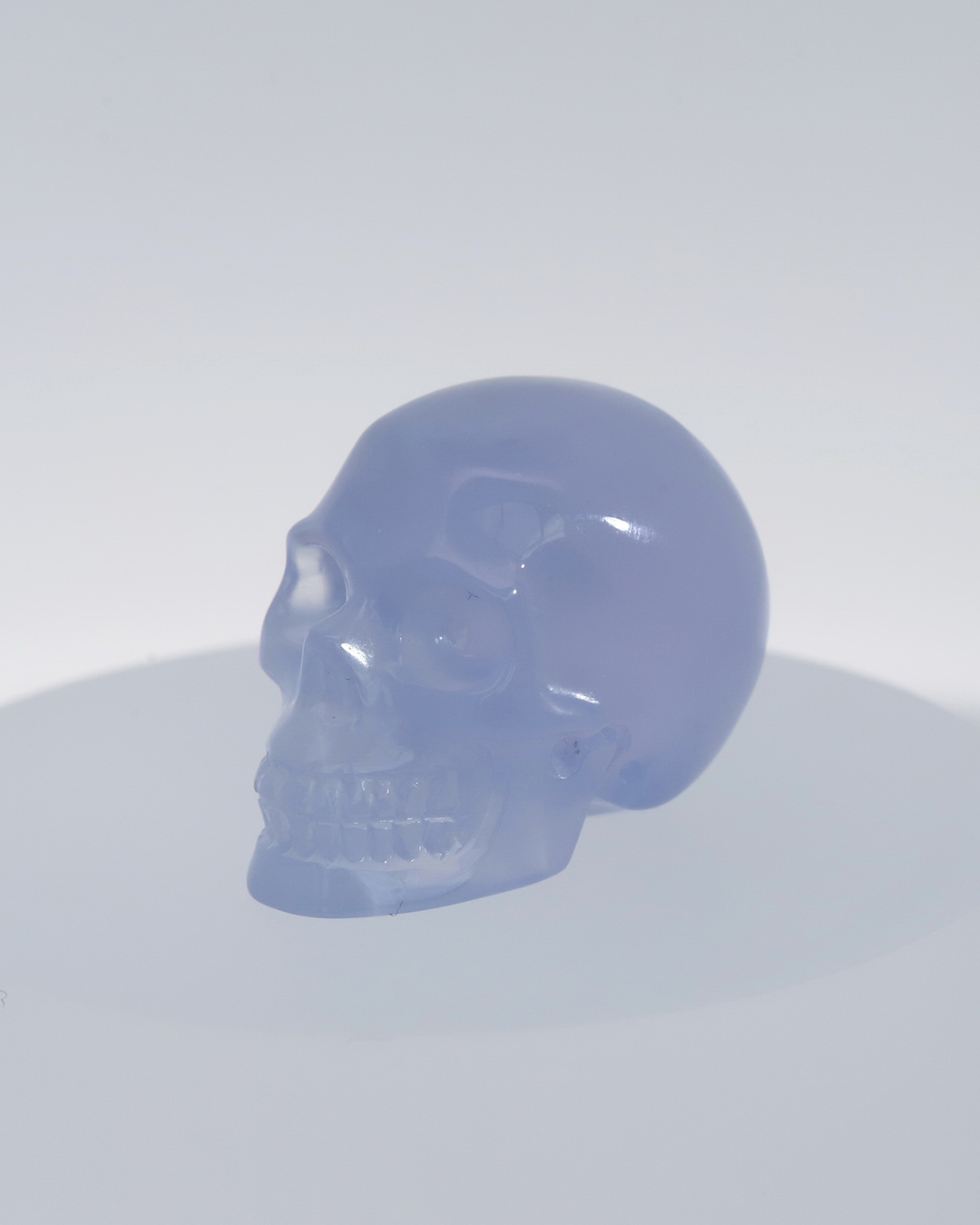 1.2" Blue Chalcedony Hand Carved Crystal Skull, Realistic, Crystal Healing