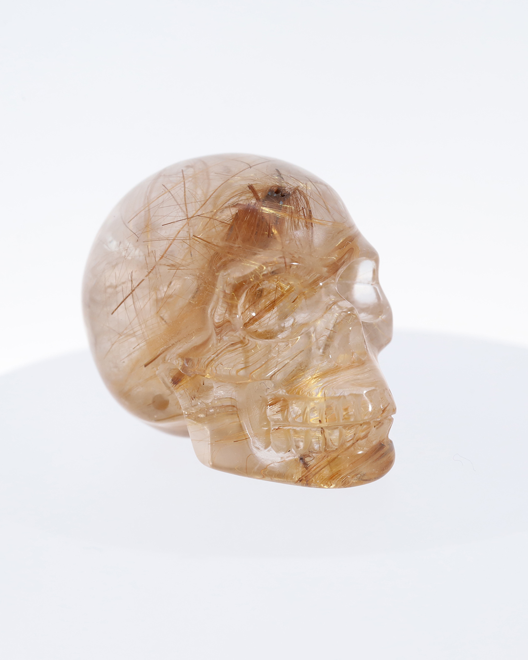 Gemstone 1.2" Rutilated Quartz Rock Crystal Hand Carved Crystal Skull, Realistic, Crystal Healing
