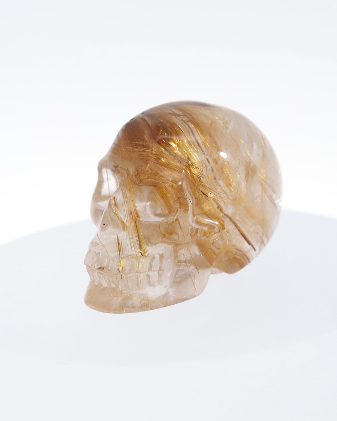 Gemstone 1.2" Rutilated Quartz Rock Crystal Hand Carved Crystal Skull, Realistic, Crystal Healing