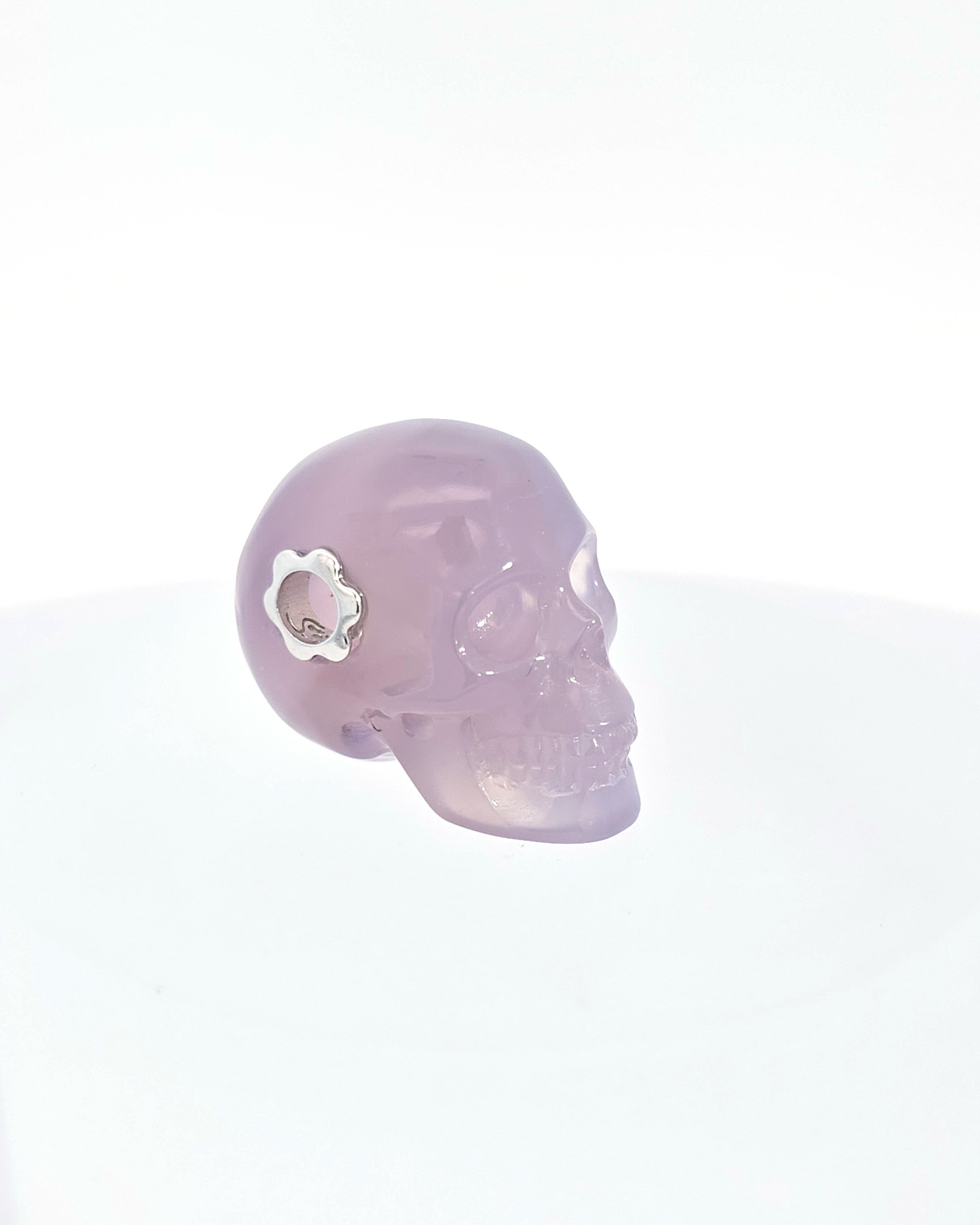 Necklace of 0.9" Agate Hand Carved Crystal Skull Pendant, Skull Jewelry