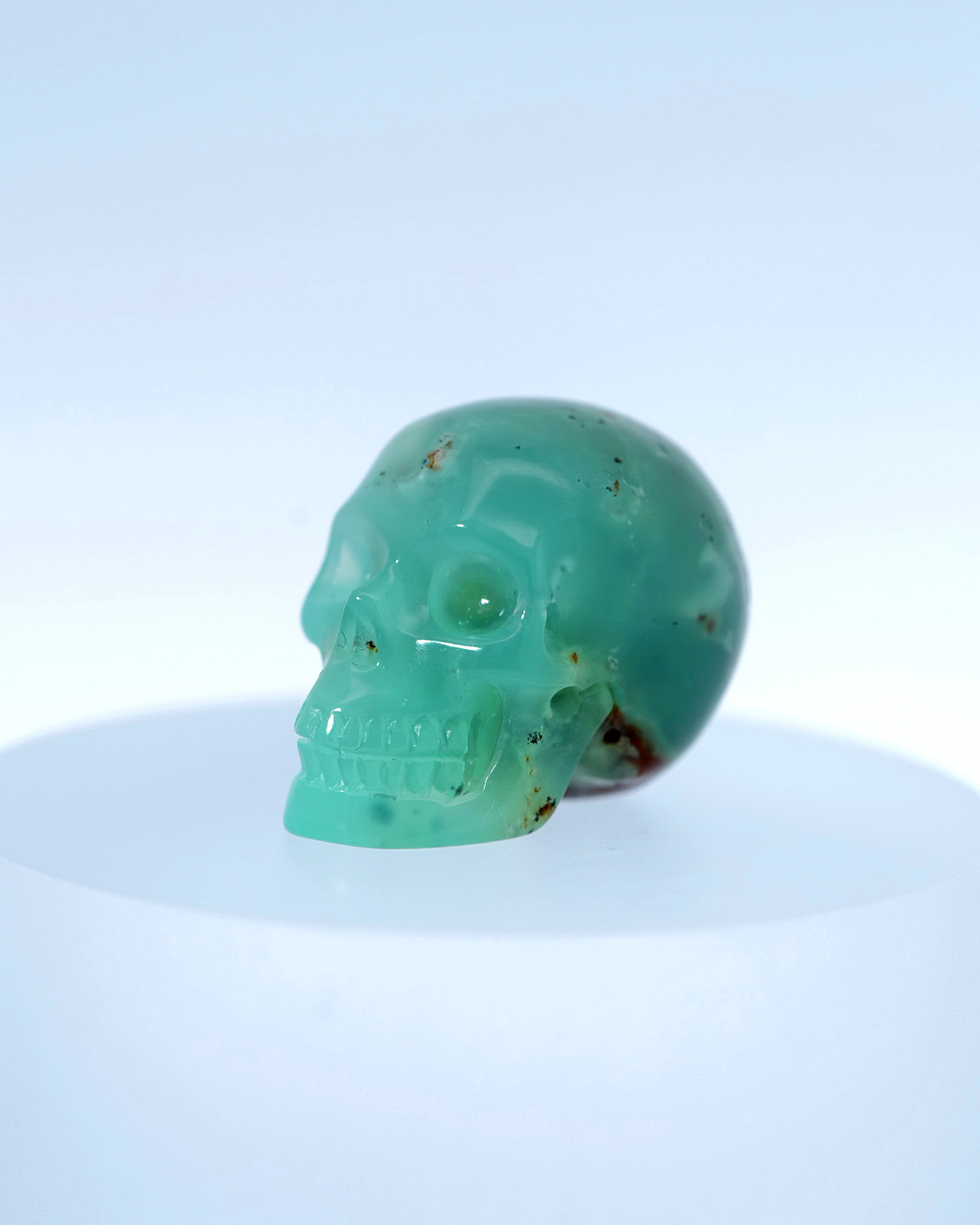 1.1" Chrysoprase Hand Carved Crystal Skull, Realistic, Crystal Healing
